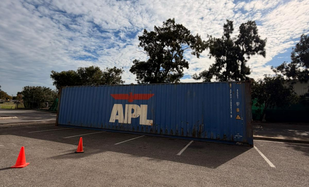 Container placed on an existing concrete or pavement